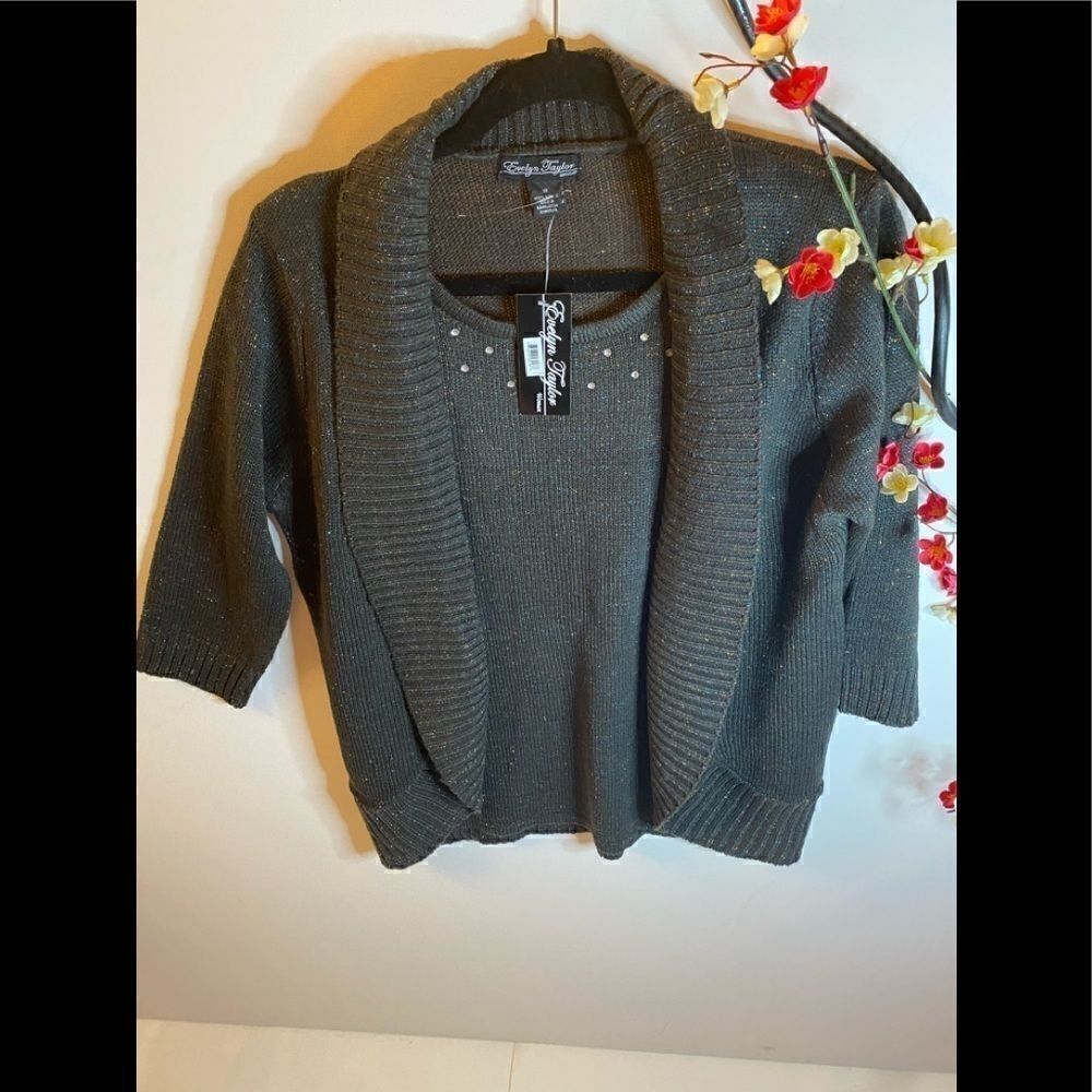Evelyn Taylor black metallic  sweaters Cardigans